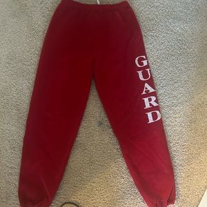 Red lifeguard sweatpants
